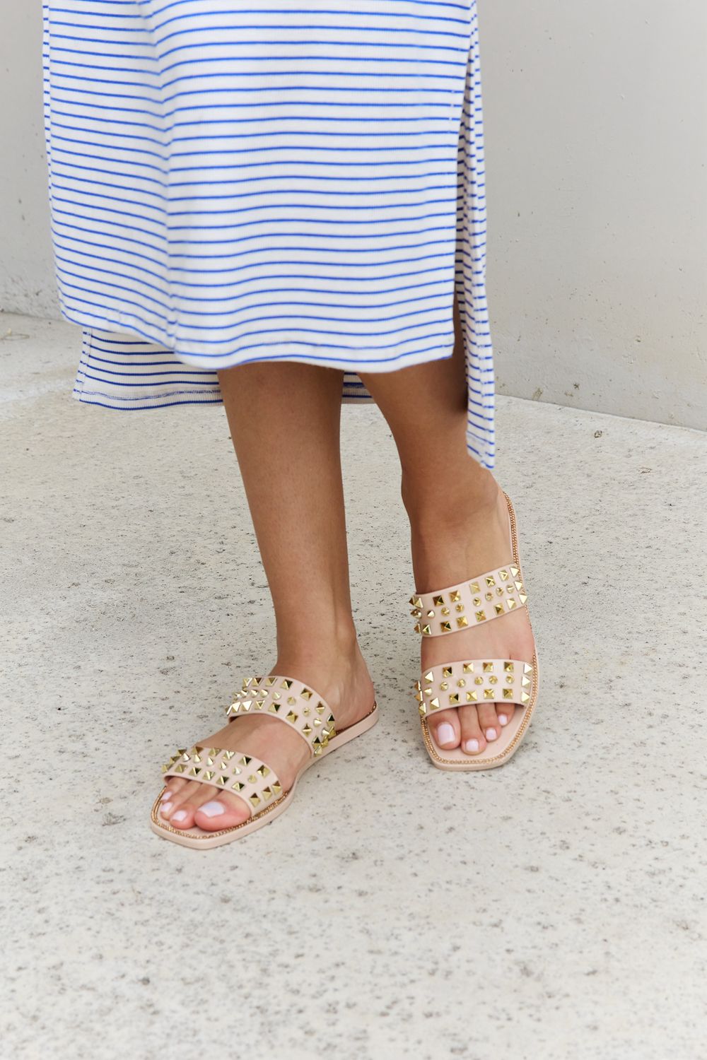 Studded Double Strap Slide Jelly Sandal