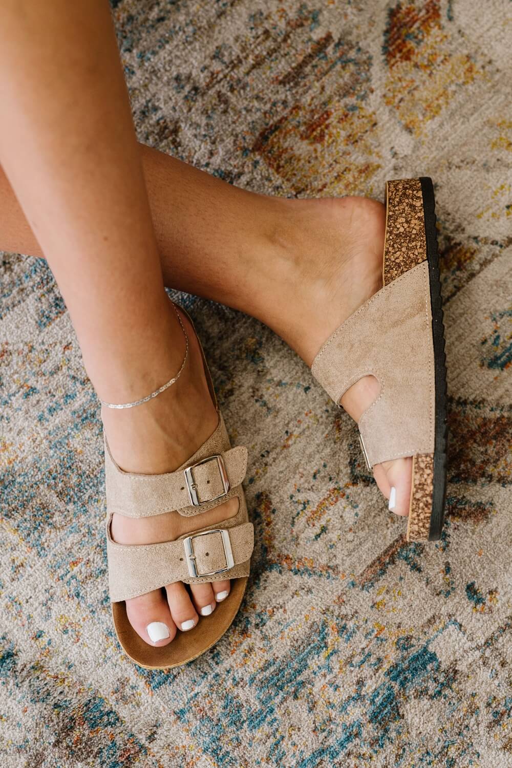 Walk with Me Buckled Soft Footbed Sandals in Taupe