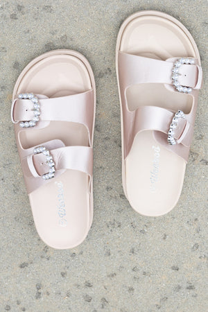 Jewel of the Sea Faux Pearl Buckle Slide Sandals