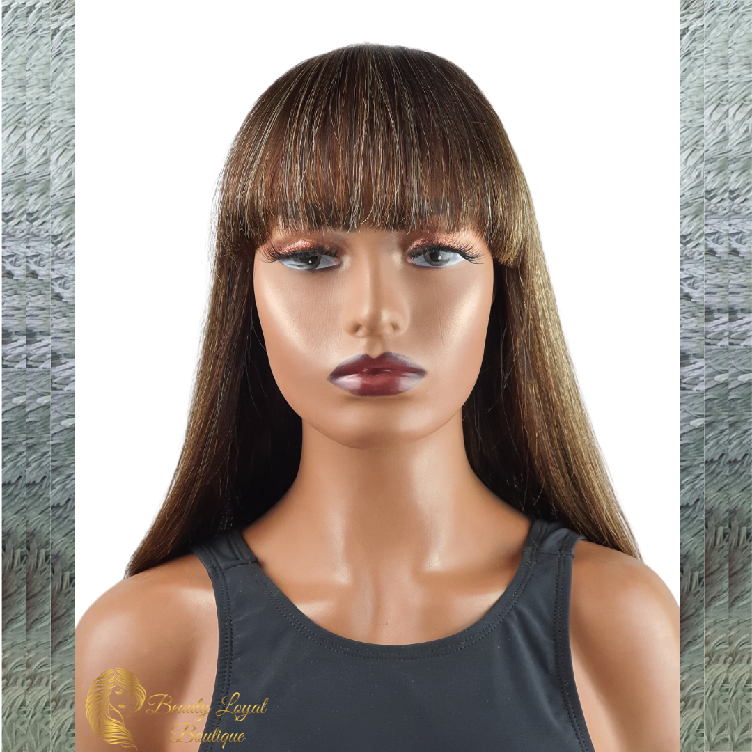 Highlighted Bang Straight Bob Wig