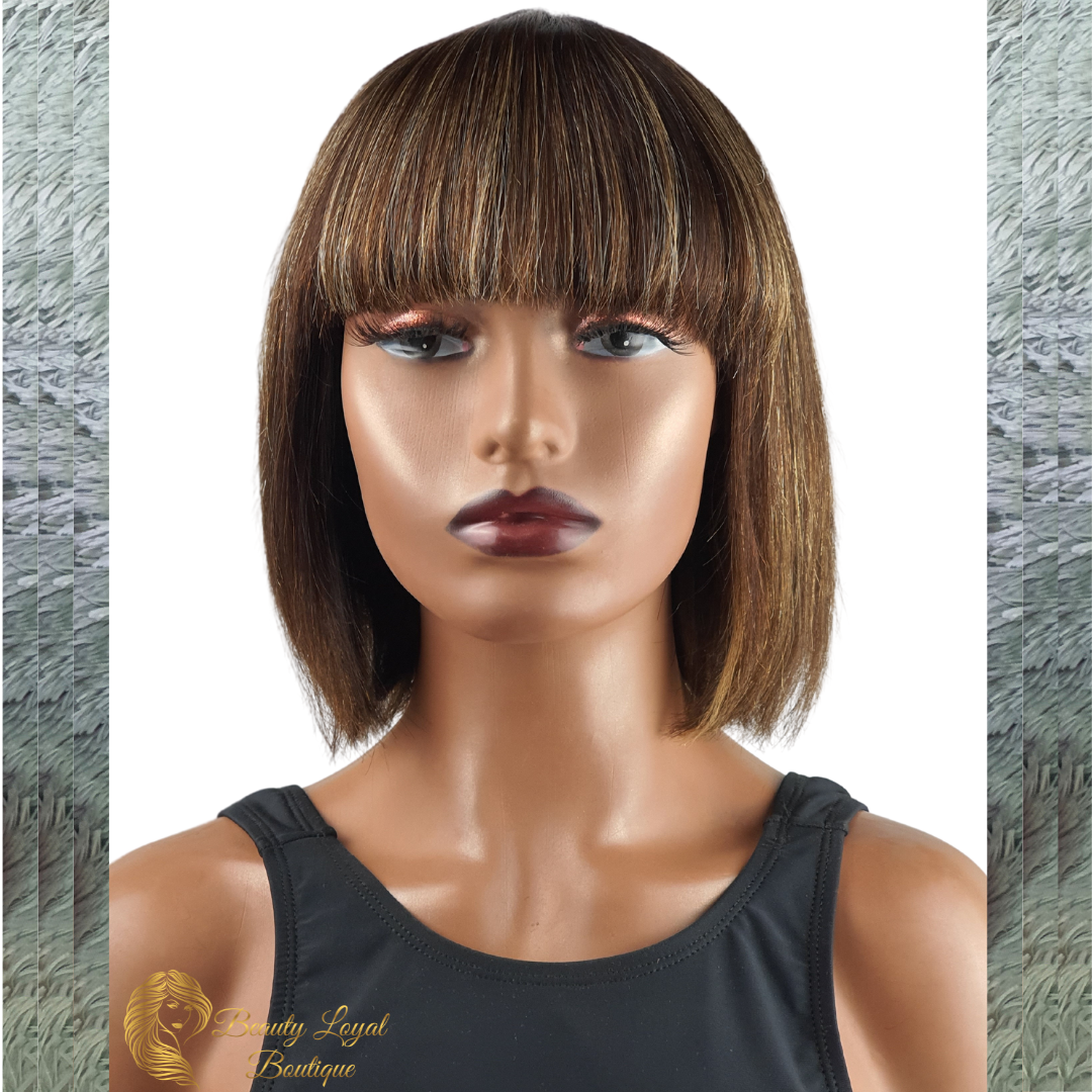 Highlighted Bang Straight Bob Wig