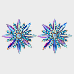 Flower Shape Rhinestone Alloy Stud Earrings