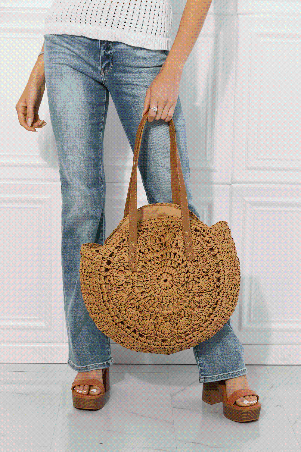 Justin Taylor C'est La Vie Crochet Handbag in Caramel