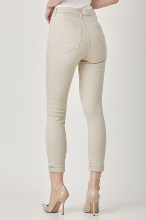 Distressed Skinny Jeans in Khaki