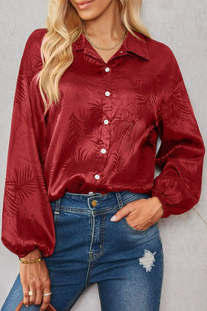 Botanical Print Collared Dropped Shoulder Shirt