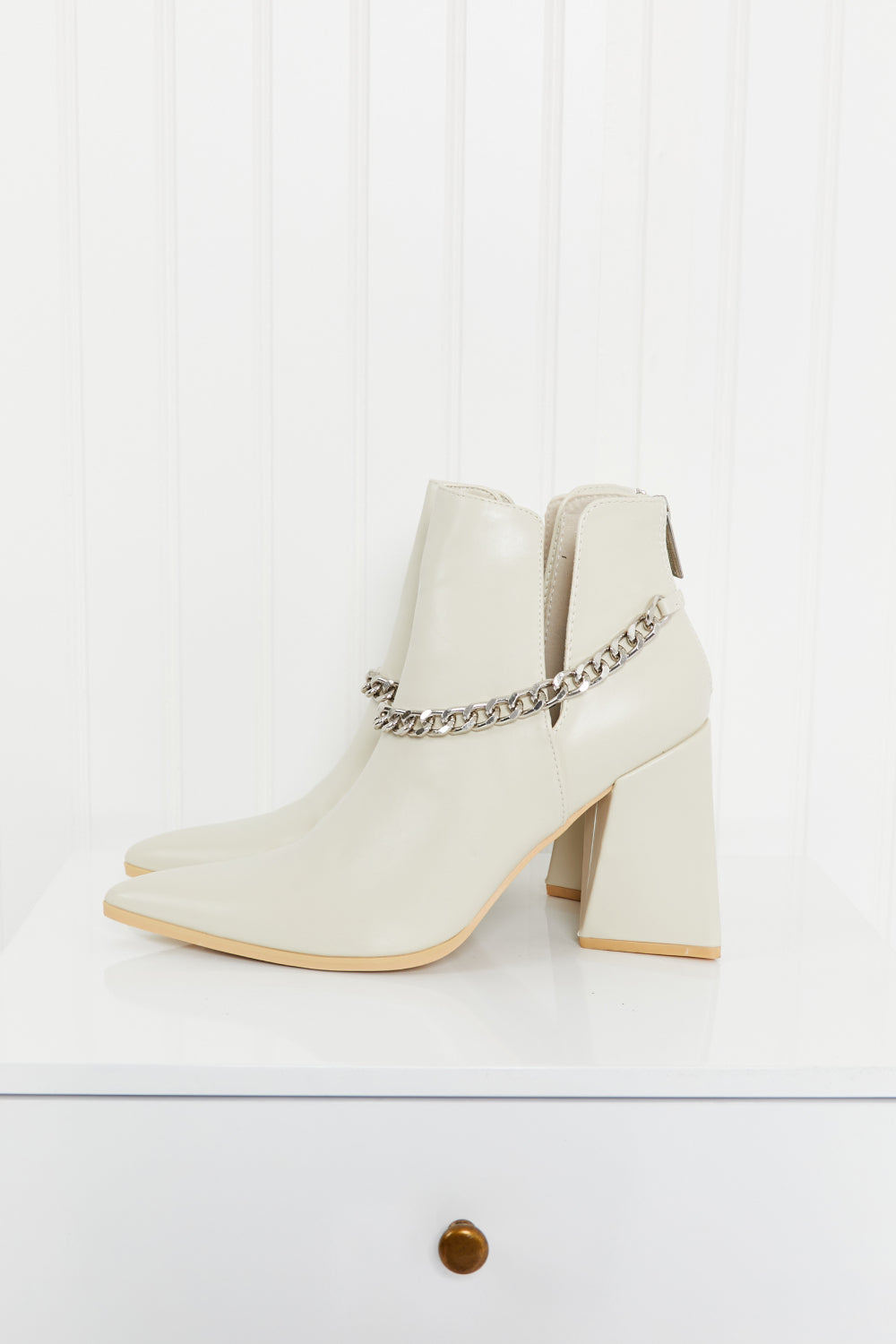 Point the Way Chain Detail Ankle Booties