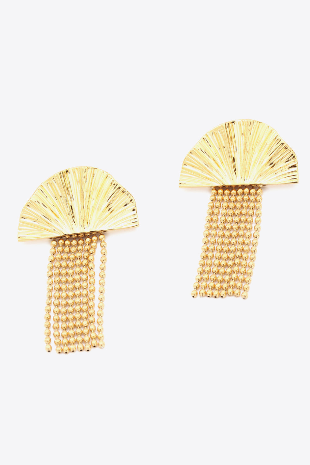 18K Gold Plated Fan Fringe Dangle Earrings