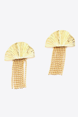 18K Gold Plated Fan Fringe Dangle Earrings