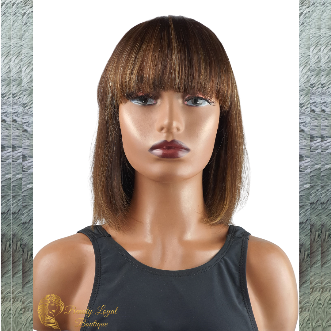 Highlighted Bang Straight Bob Wig