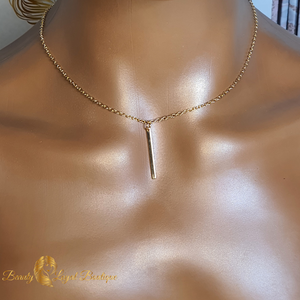 Gold Stick Bar Pendant Necklace