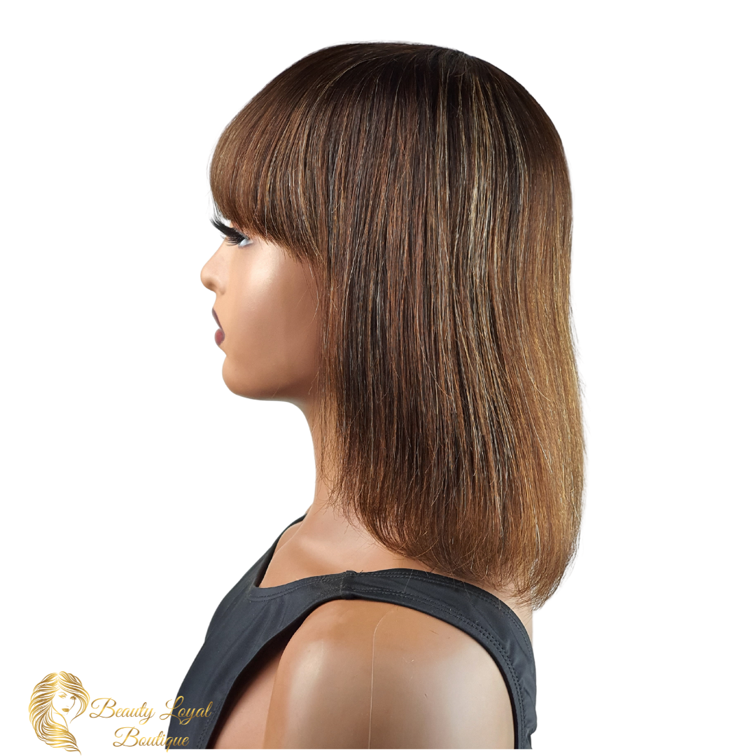 Highlighted Bang Straight Bob Wig