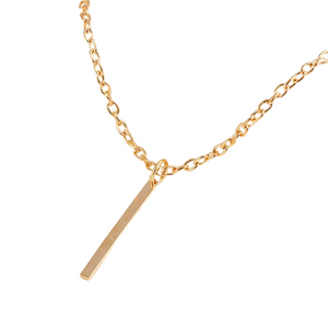 Gold Stick Bar Pendant Necklace