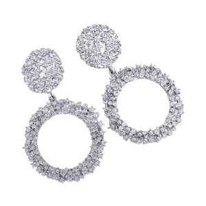 Silver Geometric Hollow Drop Earring