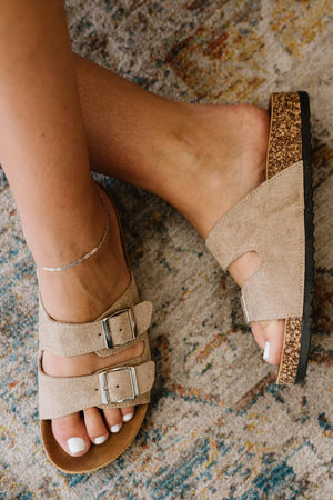 Walk with Me Buckled Soft Footbed Sandals in Taupe
