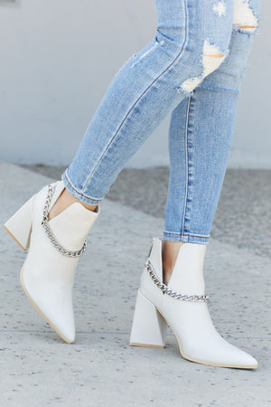 Point the Way Chain Detail Ankle Booties