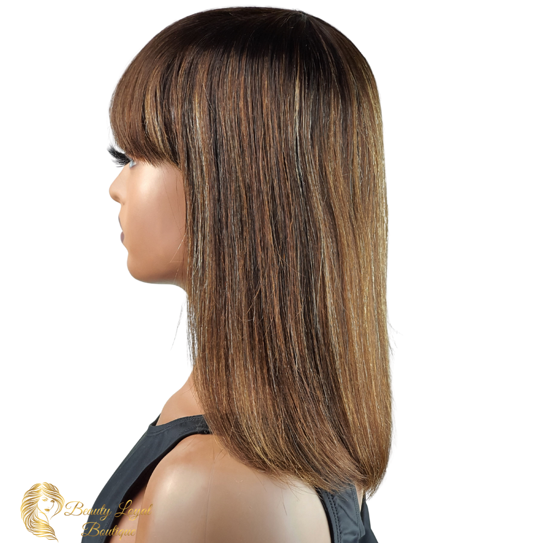 Highlighted Bang Straight Bob Wig