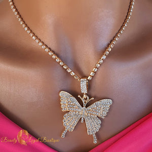 Rhinestone Butterfly Necklace