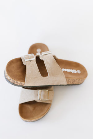 Walk with Me Buckled Soft Footbed Sandals in Taupe