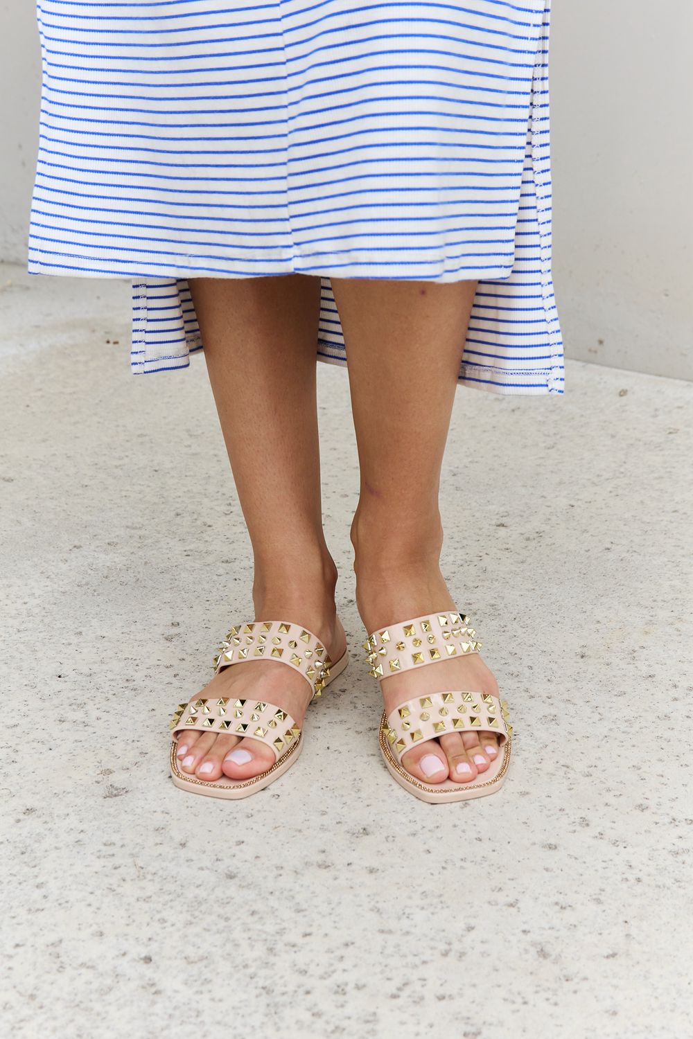 Studded Double Strap Slide Jelly Sandal