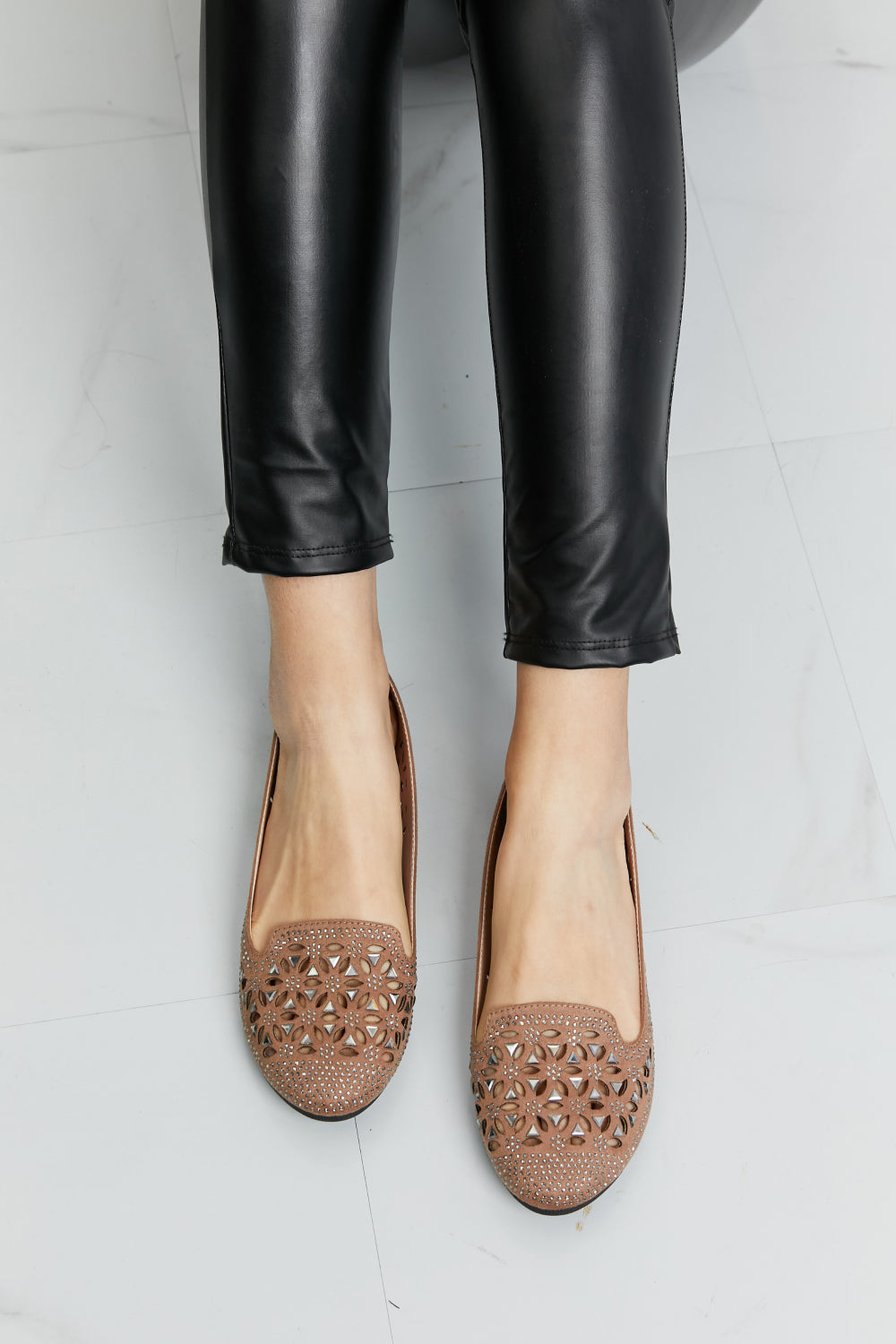 Rhinestone Openwork Flats