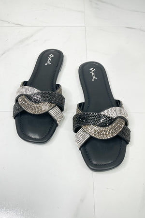 Shining Brighter Rhinestone Woven Strap Slide