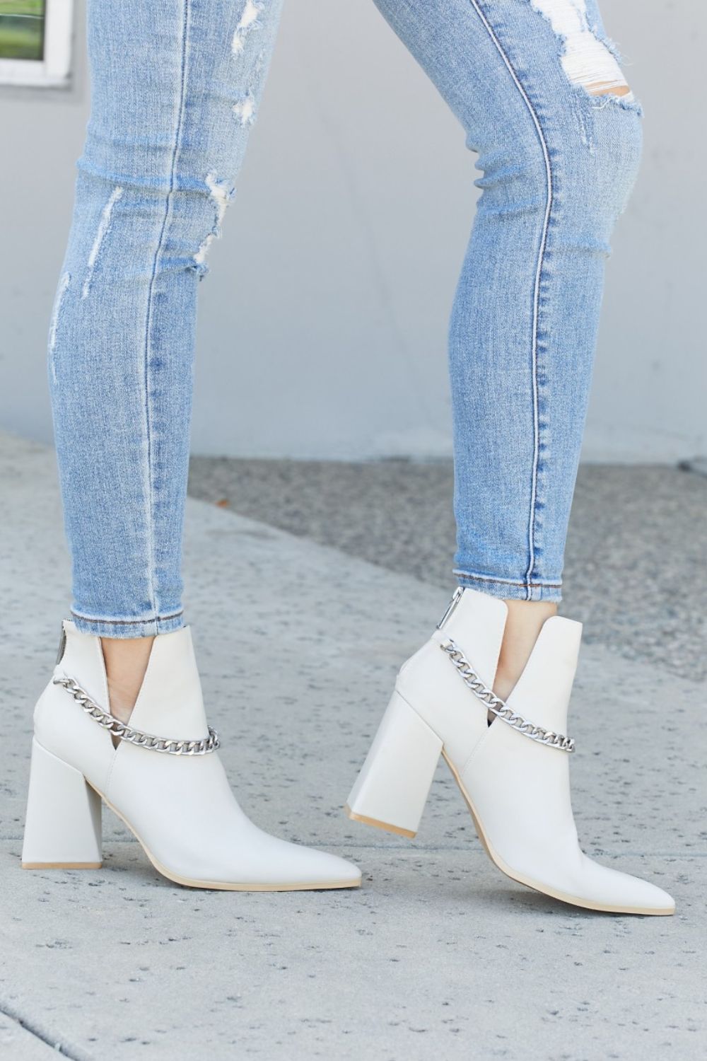 Point the Way Chain Detail Ankle Booties